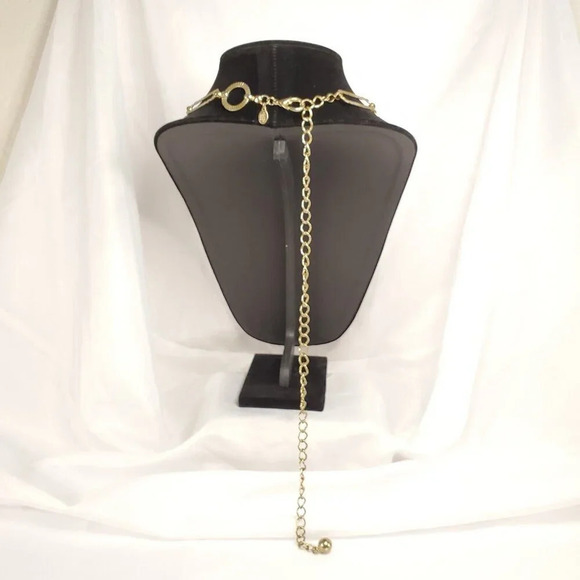 Vintage Korea G&S Gold Tone Statement Necklace Adjustable 27  To 42 inch Length - Picture 5 of 10